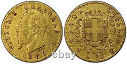 1863-T BN 20 L Gold VF35 Torino Italy Victoria Emanuele II Regno Gnumismatist