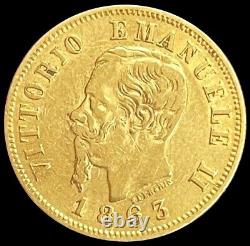 1863 T Bn Gold Italy 10 Lire Vittorio Emanuele II Coin