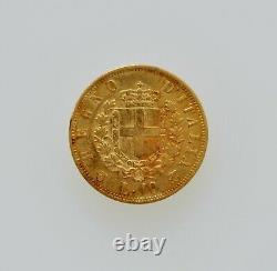 1863 T Bn Italy 10 Lire Gold Coin Km #9.2.900 Fine. 0933 Agw High Grade