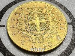 1865 £ 20 REGNO D'ITALIA. 900 GOLD 20 LIRE ITALY COIN Vittorio Emmanuel II