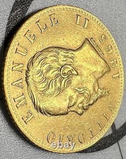 1865 £ 20 REGNO D'ITALIA. 900 GOLD 20 LIRE ITALY COIN Vittorio Emmanuel II