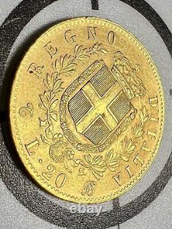 1865 £ 20 REGNO D'ITALIA. 900 GOLD 20 LIRE ITALY COIN Vittorio Emmanuel II
