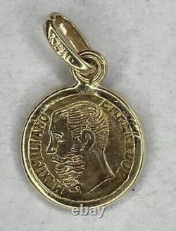 1865 Gold Coin Maximiliano Emperador In 14k Gold Pendant