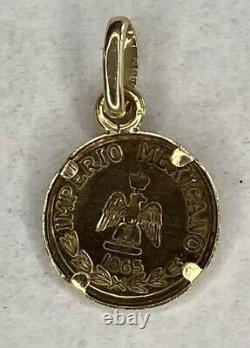 1865 Gold Coin Maximiliano Emperador In 14k Gold Pendant