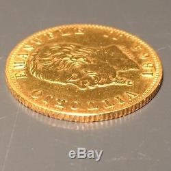 1865 Italian 20 Lire Emmanuele II Gold Coin F-vf