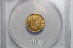 1865 T 5L Italy MS62 ANACS