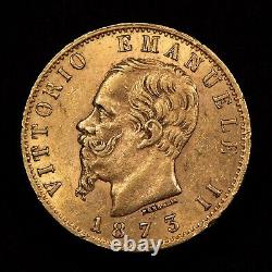 1873 Italy 20 Lire Gold Coin KM 10.3.1867 AGW Luster AU SKU-G1649