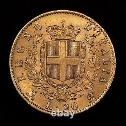 1873 Italy 20 Lire Gold Coin KM 10.3.1867 AGW Luster AU SKU-G1649