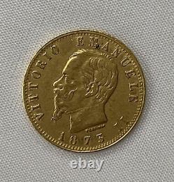 1873 Vittorio Emanuele II Italy Milan 20 Lire Gold Coin