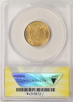 1874-M BN Italy Gold 20 Lire ANACS EF40