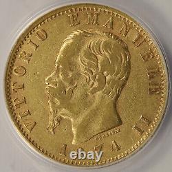 1874-M BN Italy Gold 20 Lire ANACS EF40