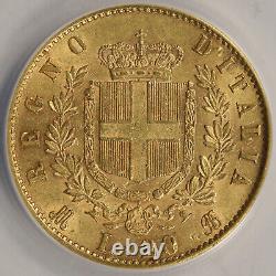 1874-M BN Italy Gold 20 Lire ANACS EF40