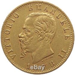 1878 R 20 Lire Italy Coin Gold Vittorio Emanuele II Roma Mint (MO3868-)
