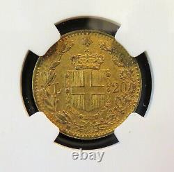 1881R Italy Gold 20 Lire NGC AU58 FREE Shipping