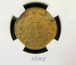 1881R Italy Gold 20 Lire NGC AU58 FREE Shipping