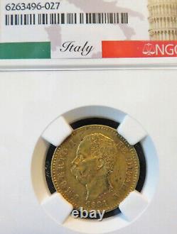 1881R Italy Gold 20 Lire NGC AU58 FREE Shipping