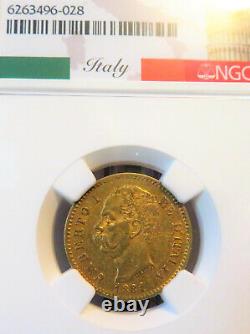 1881R Italy Gold 20 Lire NGC AU58 FREE Shipping