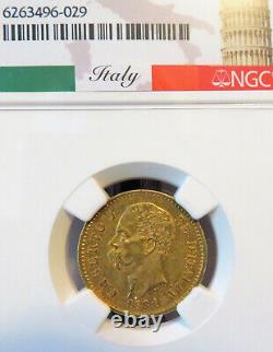 1881R Italy Gold 20 Lire NGC AU58 FREE Shipping