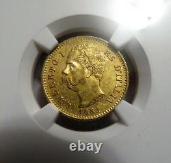 1881R Italy Gold 20 Lire NGC MS62 FREE Shipping