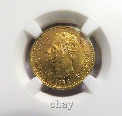 1881R Italy Gold 20 Lire NGC MS62 FREE Shipping