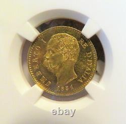 1881R Italy Gold 20 Lire NGC MS63 FREE Shipping