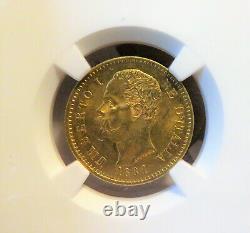 1881R Italy Gold 20 Lire NGC MS63 FREE Shipping