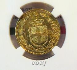 1881R Italy Gold 20 Lire NGC MS63 FREE Shipping