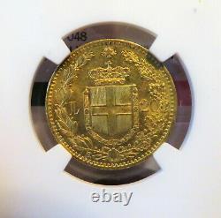 1881R Italy Gold 20 Lire NGC MS63 FREE Shipping