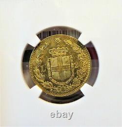 1881R Italy Gold 20 Lire NGC MS63 FREE Shipping