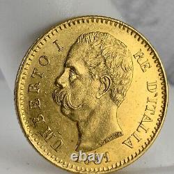 1881-R 20 Lire Gold Coin Italy Umberto 1