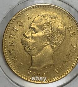 1881-R 20 Lire Gold Coin Italy Umberto 1