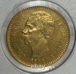 1881-R 20 Lire Gold Coin Italy Umberto 1