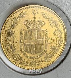 1881-R 20 Lire Gold Coin Italy Umberto 1