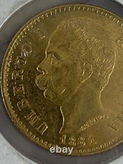 1881-R 20 Lire Gold Coin Italy Umberto 1