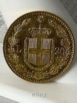 1881-R 20 Lire Gold Coin Italy Umberto 1