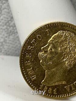 1881-R 20 Lire Gold Coin Italy Umberto 1