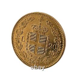 1881 R Italy 20 Lire 0.900 Gold Coin Umberto I Uncirculated KM# 21
