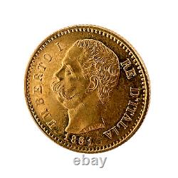 1881 R Italy 20 Lire 0.900 Gold Coin Umberto I Uncirculated KM# 21