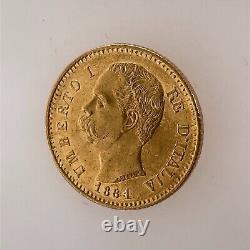 1881 R Italy 20 Lire 0.900 Gold Coin Umberto I Uncirculated KM# 21