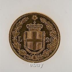 1881 R Italy 20 Lire 0.900 Gold Coin Umberto I Uncirculated KM# 21
