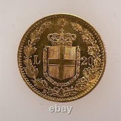 1881 R Italy 20 Lire 0.900 Gold Coin Umberto I Uncirculated KM# 21