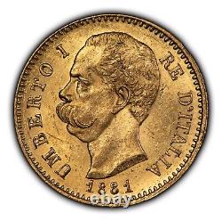 1881-R Italy 20 Lire Gold Coin 0.1867 AGW SKU-G2315
