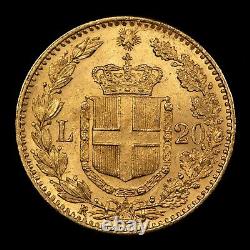 1881-R Italy 20 Lire Gold Coin Umberto I 0.1867 AGW SKU-G2486