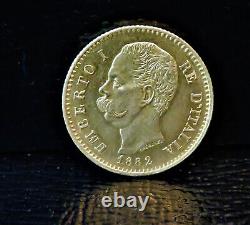 1882R Italy Gold 20 Lire AU-MS