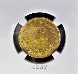 1882R Italy Gold 20 Lire NGC MS63 FREE Shipping