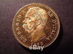 1882 Italy Gold King Umberto I 20 Lire Superb Coin