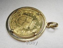 1882 Italian 20 Lira Gold Coin in 18K Bezel Pendant C3233