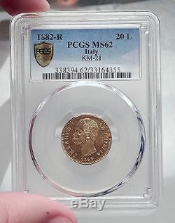 1882 Italian UMBERTO I 20 Lire Gold Coin Rome Italy PCGS Certified MS 62 i61381