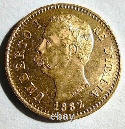 1882 Italy 20 Lira Gold Coin KM#21 AGW. 1867 oz. High grade