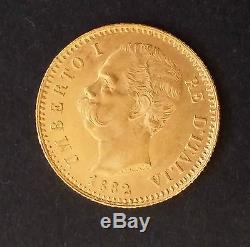 1882 Italy 20 Lire Gold (. 90) coin Umberto I